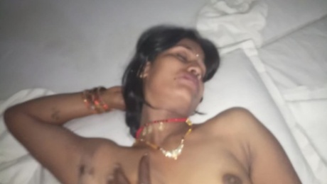 Indian women rides her horny lover and takes a creampie