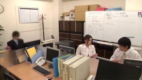 Accepting Asian teen moaning while her hairy pussy is banged hardcore doggystyle in the office