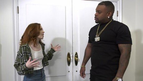 Redhead feels entire black monster ravishing her petite cunt