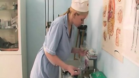 Busty blonde slut from Germany gets her mouth filled by her doctor