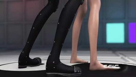 Sci-Fi cube. 3d hot dick-girl and a horny tranny in the planet base station