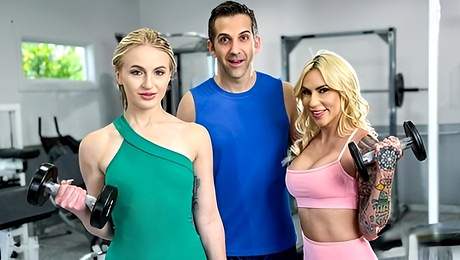 Threesome in the gym with two chicks Sage Rabbit and Mayara Lopes